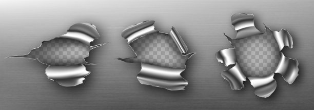 金属撕裂孔有卷曲的边缘和粗糙的裂缝图片下载