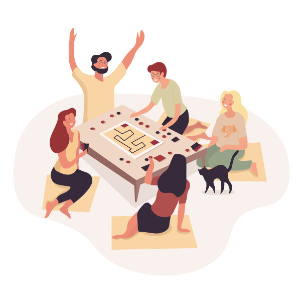 一群年轻人一起玩棋盘游戏图片下载