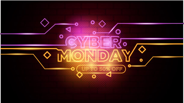 网络星期一霓虹灯背景图片下载