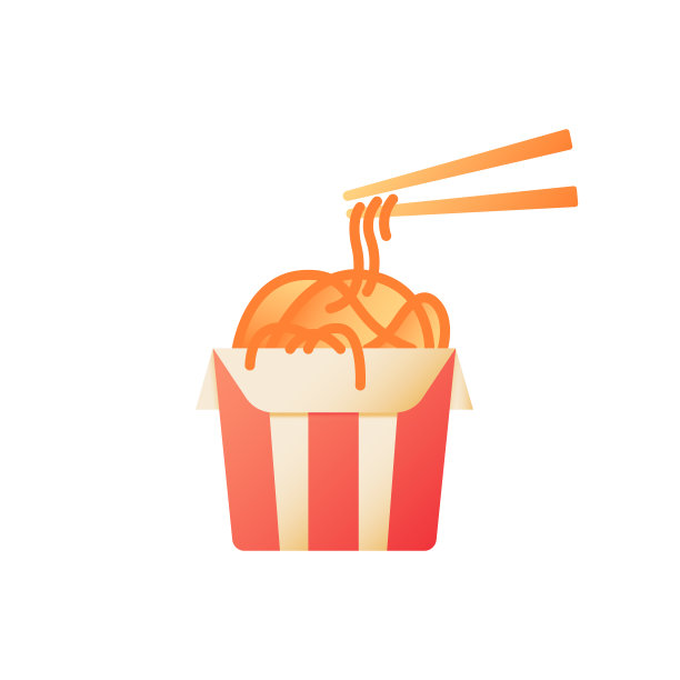 中餐外卖矢量平面颜色图标图片下载