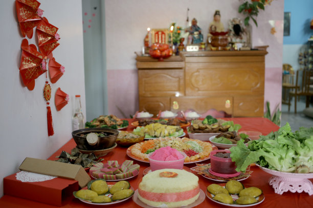 中国新年的祭品和祈祷图片下载