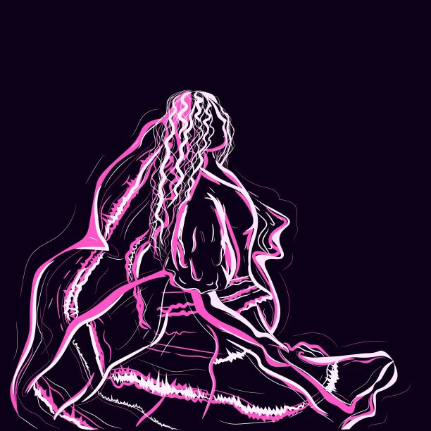 墨西哥五月五日节的抽象霓虹女性表演者插画：西班牙女孩身着传统彩色服装跳舞，庆祝拉丁美洲节日图片下载