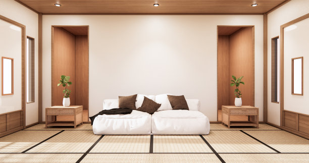 室内客厅采用热带风格，墙面设计。三维渲染图片下载