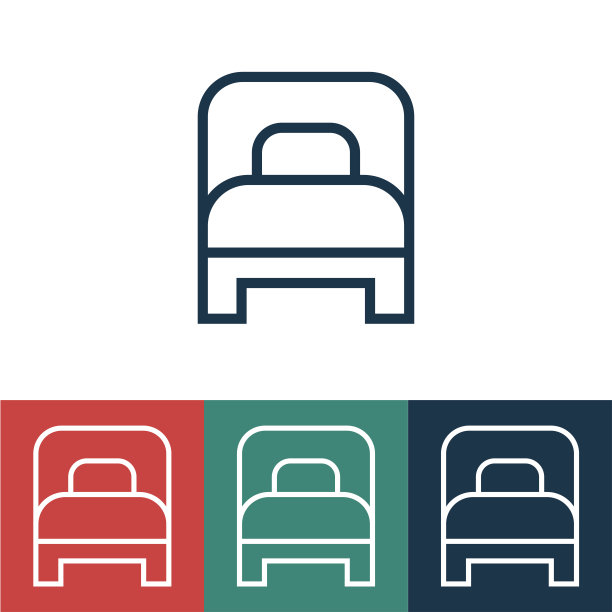 单人床线性矢量图标图片下载