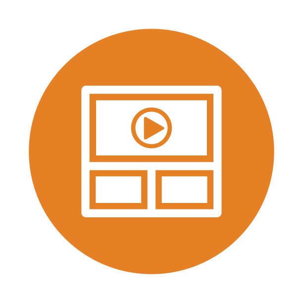 在线，视频观看图标。橙色的版本图片下载