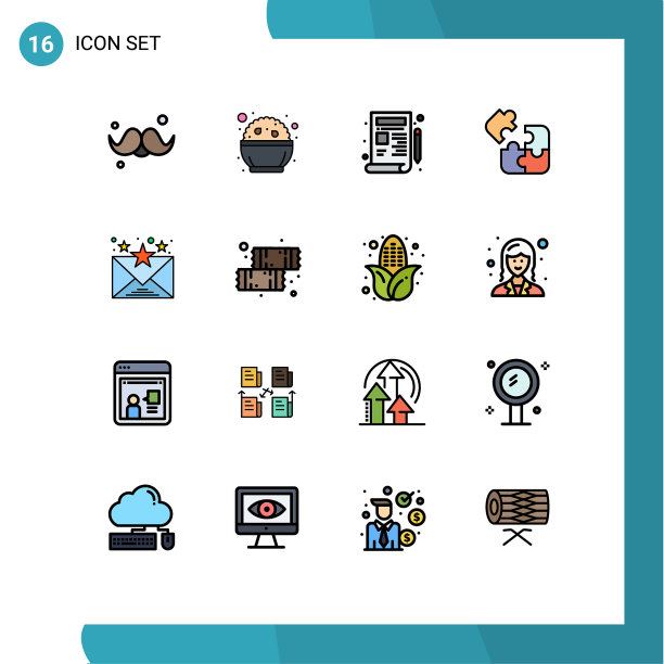 象形图设置16个简单的平色填充图片下载