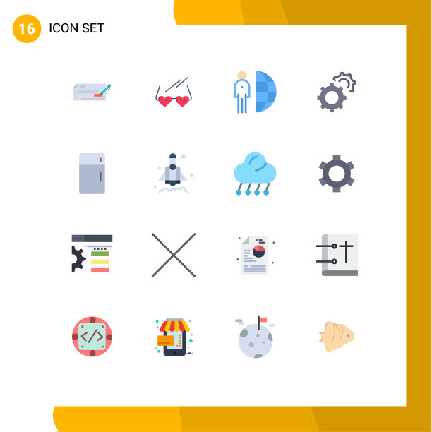 16个主题平色和可编辑的符号图片下载