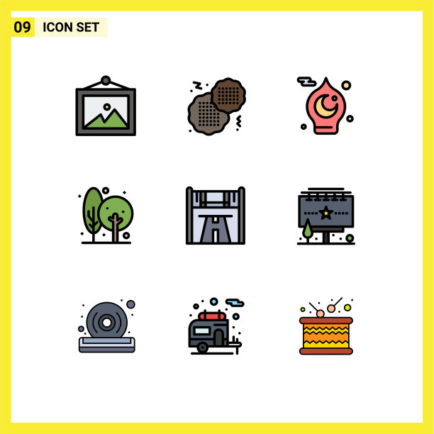 9主题填充线平色和可编辑图片下载