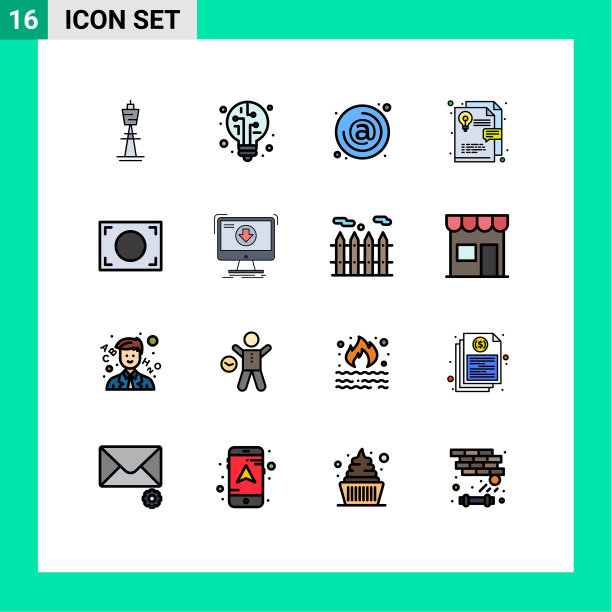 象形图设置16个简单的平色填充图片下载