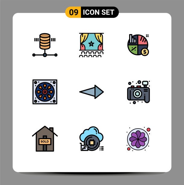 可编辑的线包9简单填充线平图片下载