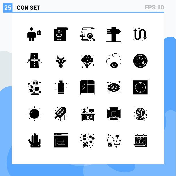 可编辑的线包25个简单的固体符号图片下载