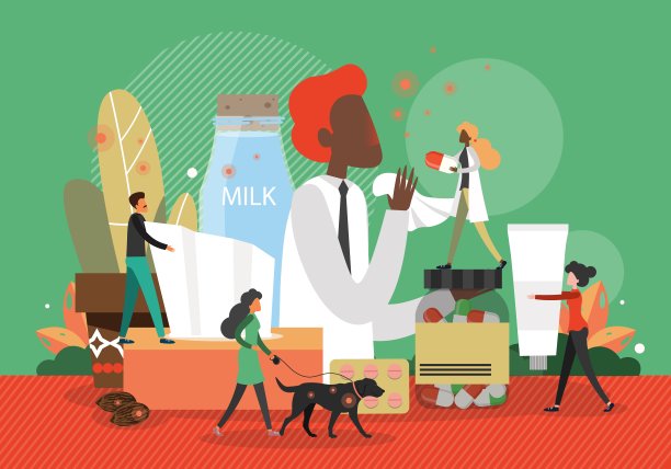 病人打喷嚏咳嗽，过敏症状就诊医生，平面矢量插图。药物治疗。图片下载