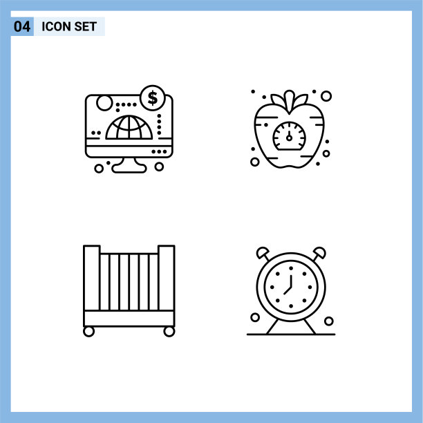 组4现代填充线平面颜色集图片下载