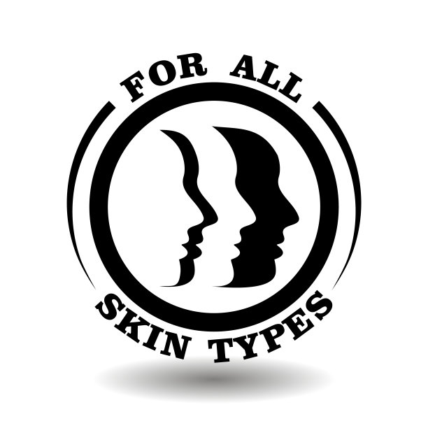 矢量邮票与脸部轮廓插图化妆品包装标签。圆形图标的霜，乳液，肥皂，洗发水为所有皮肤类型图片下载