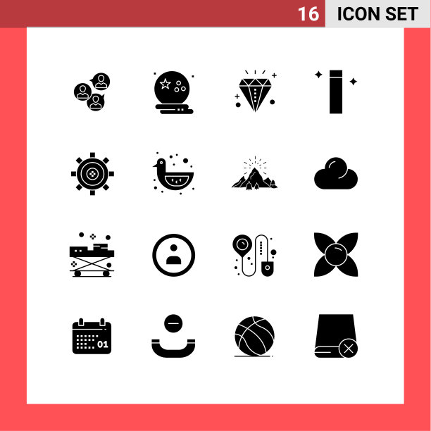 通用图标符号组16个现代立体图片下载