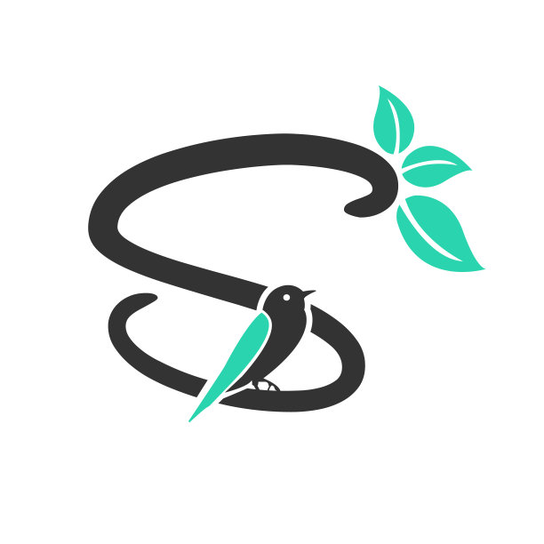 收集设计字母S与鸟和树叶图片下载