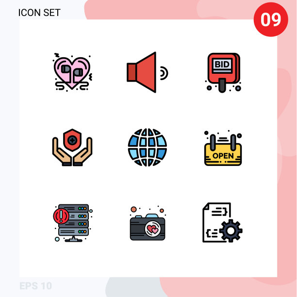 组9现代填充线平面颜色集图片下载