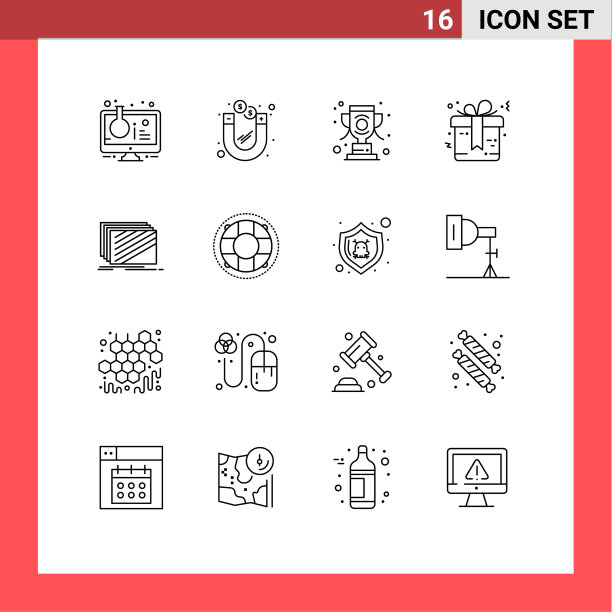 设置16个现代UI图标符号标志图片下载