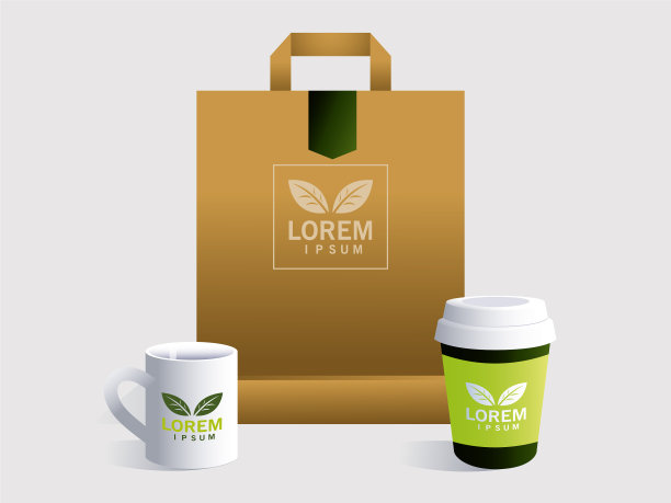 购物袋上的企业标识模板为白色图片下载