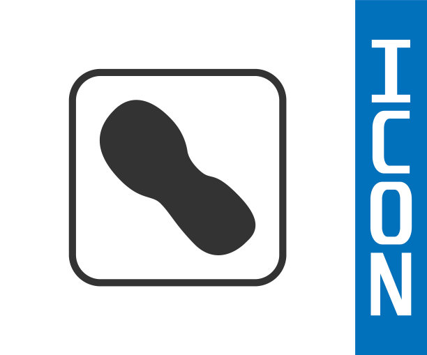 灰色人类脚印鞋图标孤立在白色背景。鞋鞋底。向量图片下载