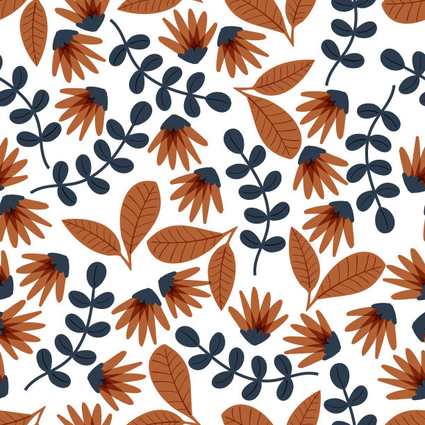 无缝花卉图案与手绘涂鸦图片下载