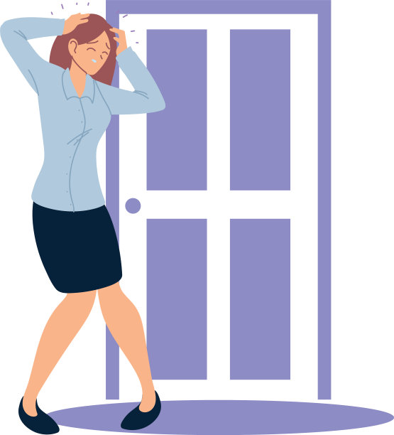 女商人卡通头痛与门图片下载