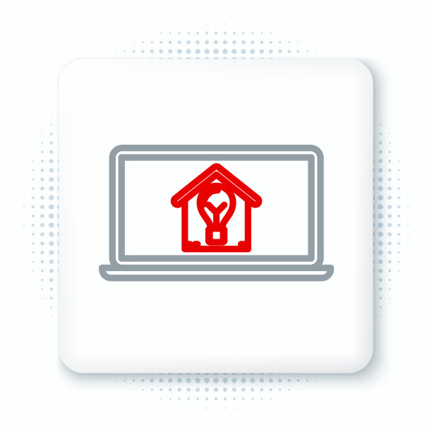 有智能房子和灯泡图标的笔记本电脑图片下载