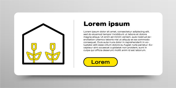 线家温室和植物的图标隔离图片下载