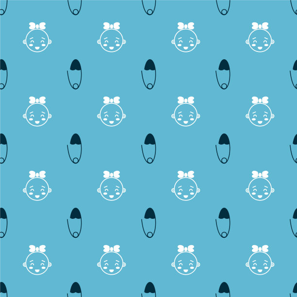 设置经典钢安全别针和快乐小女孩图片下载