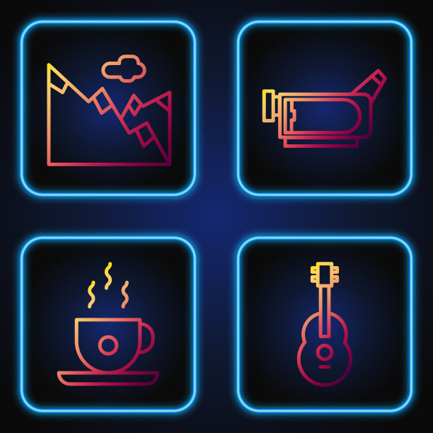 设线吉他咖啡杯山和电影院图片下载