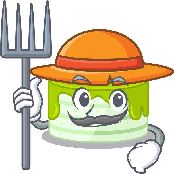 快乐的农民猕猴桃蛋糕卡通图片与帽子图片下载