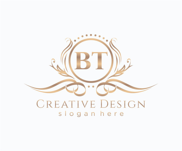 最初的bt美丽的字母和优雅的标志设计图片下载