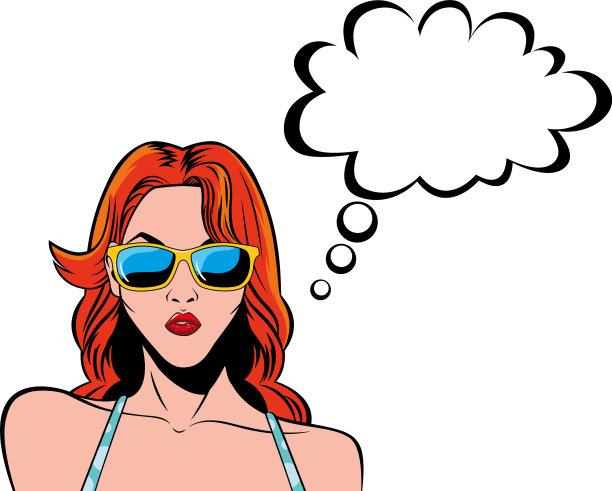 复古红发女人卡通戴眼镜和图片下载