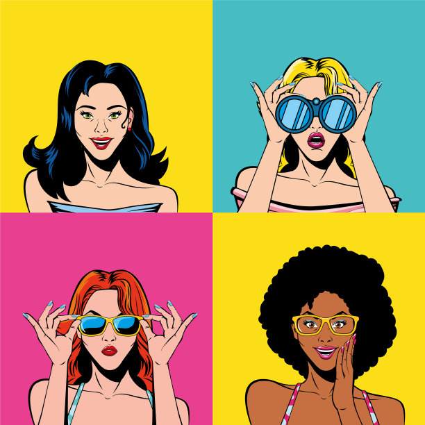 复古女性卡通内框设计图片下载