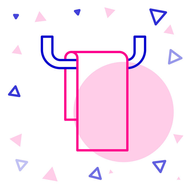 将毛巾挂在衣架上，图标孤立在白色上图片下载