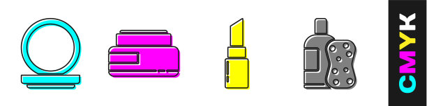 在化妆粉上涂抹镜子乳霜或乳液图片下载