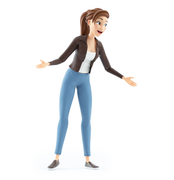 3d卡通女人惊喜姿势图片下载