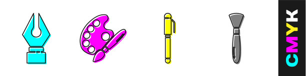 用调色板套上钢笔笔尖、画笔图片下载