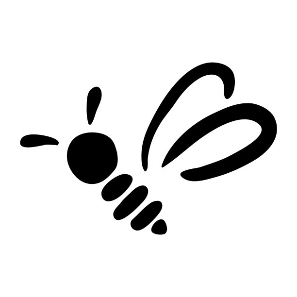 一只蜜蜂的手绘剪影图片下载