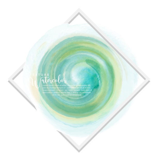 圈绿色薄荷混合黄色水彩图片下载