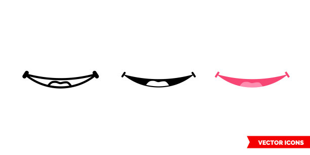 微笑图标3种颜色的黑色和白色图片下载