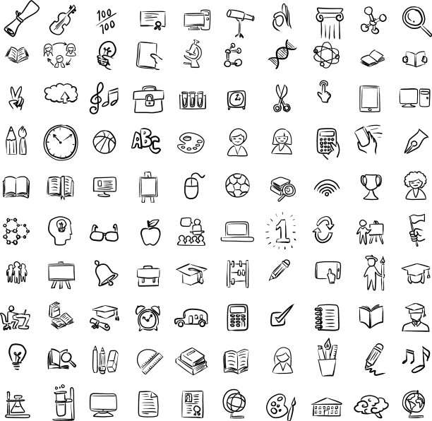 教育图标设置素描涂鸦图片下载