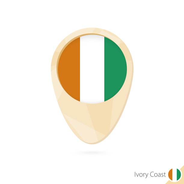 地图指针与旗帜象牙海岸橙色图片下载