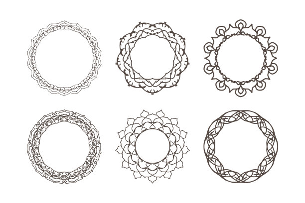 白色背景上的一组轮廓框架图片下载