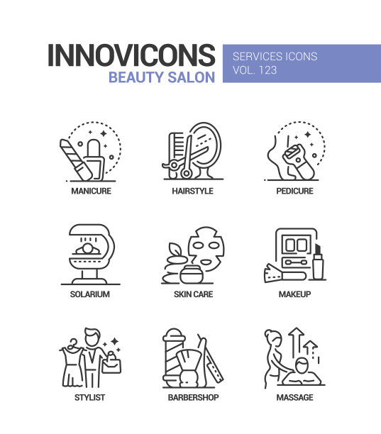 美容美发系列设计风格ICONS套装图片下载