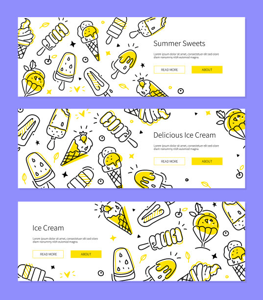 夏日糖果系列设计风格横幅图片下载