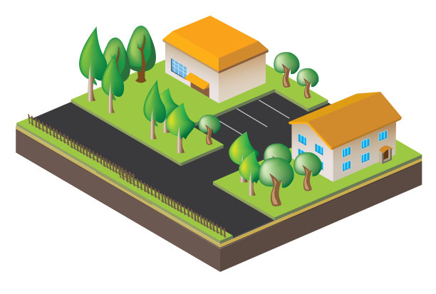 在等距投影中成像建筑物图片下载