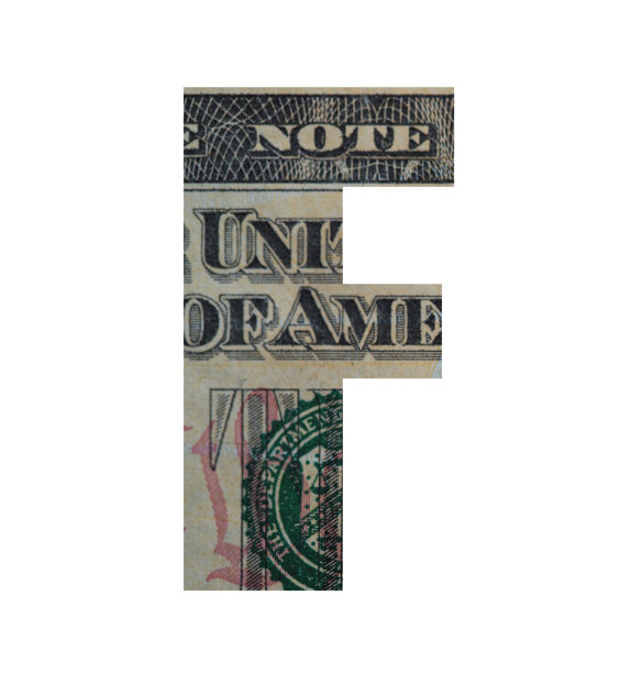 字母F从美元钞票上剪下来图片下载