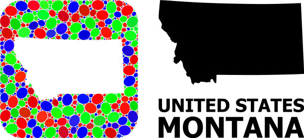 蒙大拿州的马赛克模版和立体地图图片下载
