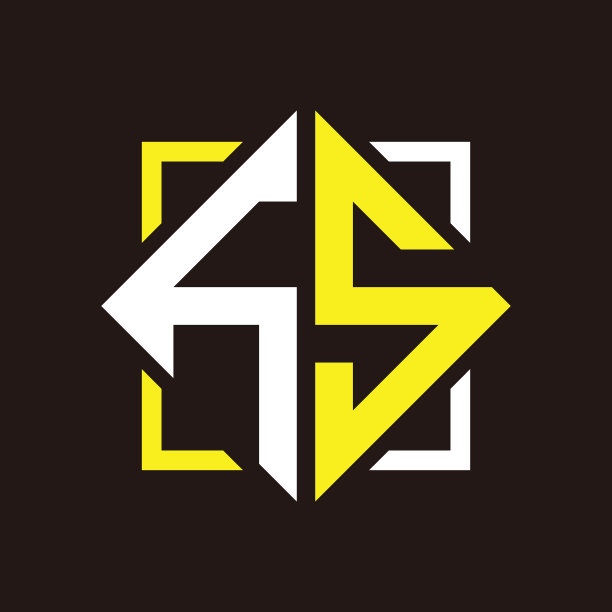 H s首字母四边形与正方形交织字母图片下载